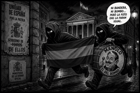 Vexillum meum furatum est Em van robar la bandera. i el tabal, també"